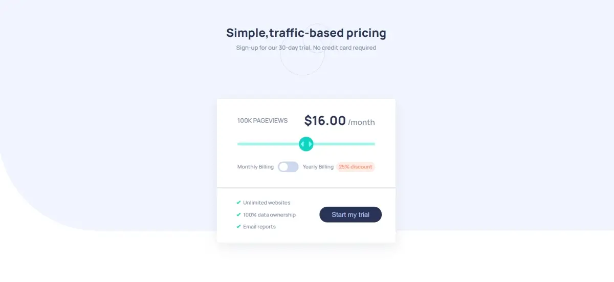 Interactive Pricing component